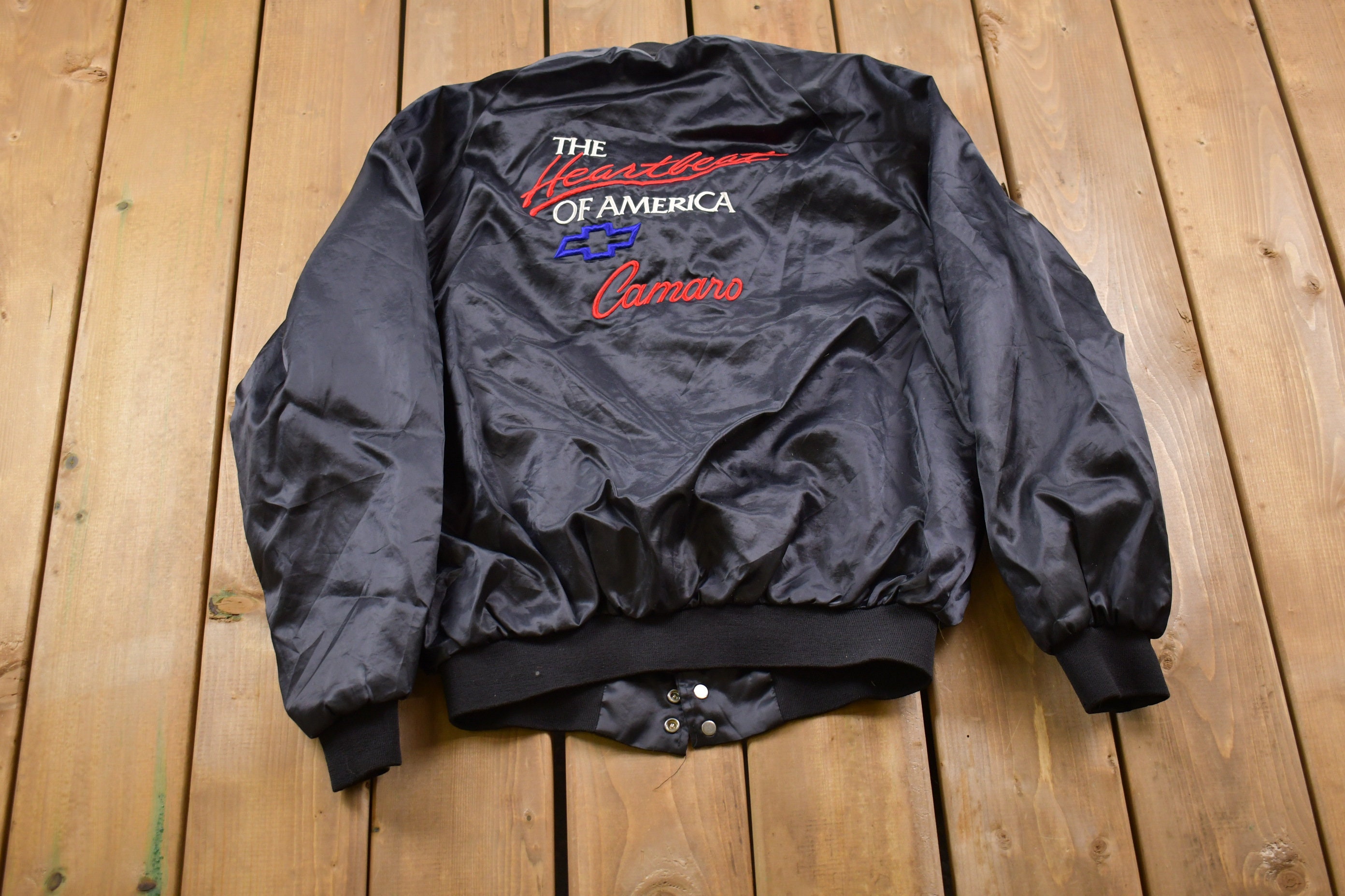 Vintage 1990s West Ark Chevy Camaro Satin Bomber Jacket Vintage 1990s West Ark Chevy Camaro Satin Bomber Jacket