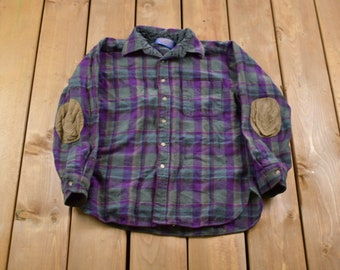Vintage 1970s Kids Pendleton Plaid Button Up Shirt / 1970s Button Up / Vintage Flannel / Plaid Flannel / Casual Shirt / Made In USA