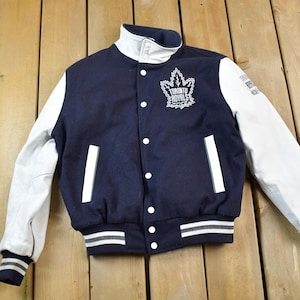 Vintage 1990s Toronto Royals Hockey Club Youth Leather & Wool Varsity Jacket Made In USA