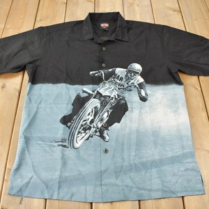 Vintage Y2K Harley Davidson Motorcycles Button Up Shirt / Vintage Harley / Patchwork / Embroidered / All Over Print