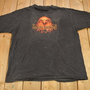 Vintage 2000 Harley Davidson Flaming Bald Eagle Graphic T-Shirt / Made In USA / Biker Tee / Souvenir T Shirt / Size XXL