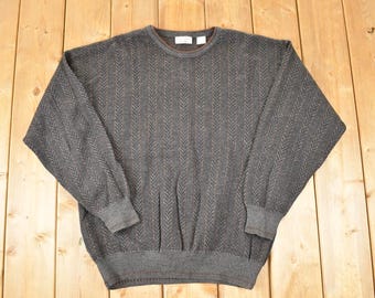 Suéter vintage de cuello redondo de lana Giorgio Di Firenze de los años 90 para hombre (talla XL) / Hecho en Italia / Sudadera de punto de los años 90 / Tejidos de punto preppy vintage