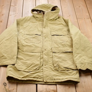 Vintage 1970s LL Bean Parka Jacket / Blanket Lined Jacket / Vintage Bubble Jacket / Winter / Streetwear / 90s LL Bean / Beige Chore Jacket