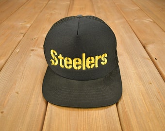 Vintage 1990s Pittsburgh Steelers NFL New Era Snap Back Trucker Hat / OSFA / 90s Snap Back / Made In USA