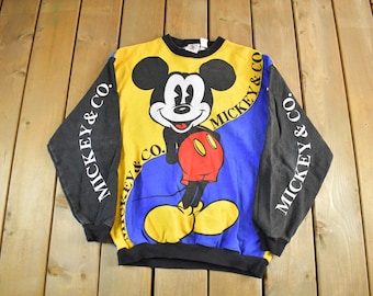 Vintage 1990s Mickey Mouse All Over Print Disney Crewneck Men's Medium / Vintage Sweatshirt / Vintage Disney / 90s Mickey & Co