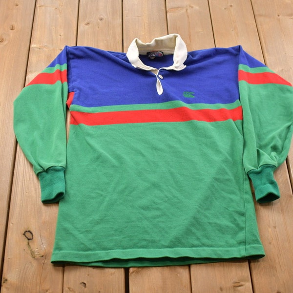 Vintage 1990s Canterbury New Zealand Rugby Crewneck Sweatshirt / 90s Rugby Shirt / Vintage Sweater / Essential / Collared / Colour Block
