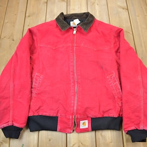 Vintage 1980s Carhartt Red Santa Fe Arbeitsjacke / Arbeitskleidung / gefüttert / Western Style / Made In USA