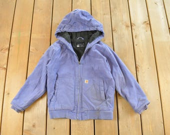 Vintage Y2K Carhartt Work Jacket Youth Small / Workwear / Hooded Coat / Sherpa Lined / 2000s Baby Carhartt