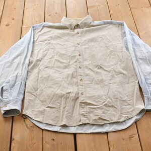 Vintage 1990s Double Impact Blank Colour Block Button Up Shirt / 1990s Button Up / Vintage Button Up / Basic Button Up / Colour Block