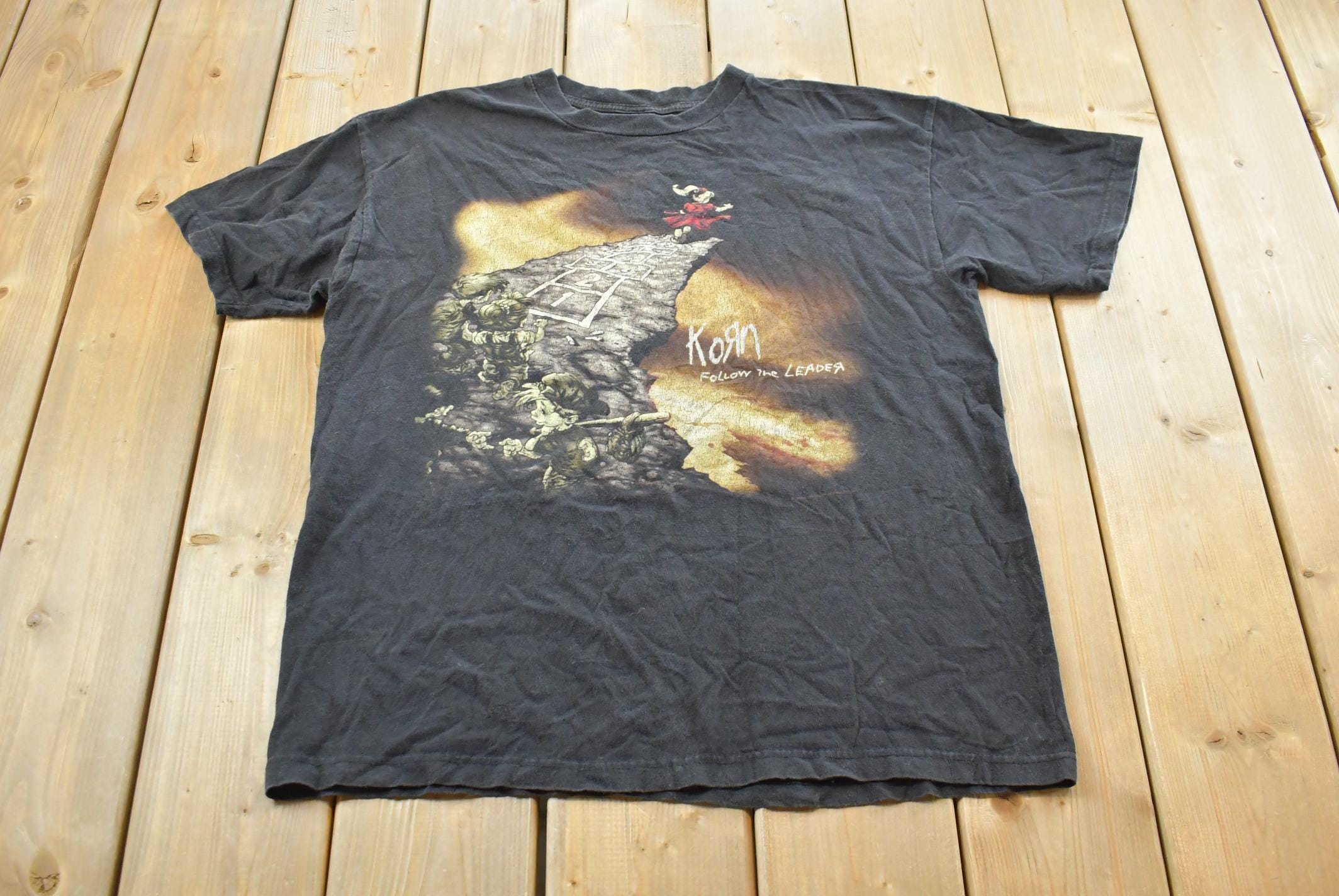 Vintage 1998 Giant Korn Follow the Leader Graphic Band T-shirt