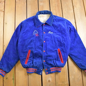 Vintage 1980s Rennoc Back Power Corduroy Bomber Jacket / Athleisure / Athletic Sportswear / Streetwear / Made In USA / 80s