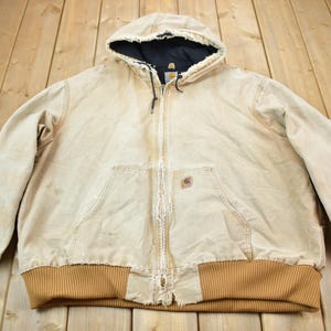 Vintage 1990s Distressed Carhartt Beige Active Jac Jacket Size 3XL / Distressed / Beige / Vintage Workwear