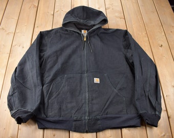 Vintage 1990s Distressed Carhartt Black Active Jac Jacket Size 2XL