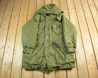 Vintage 1986 OG-107 kaltes Wetter Kampfjacke Herren M-L / Zip Up Kapuzenjacke / 80er Jahre Armee Grün / Armeejacke / Militärparka