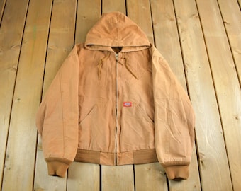 Vintage 1990s Dickies Hooded Work Jacket Youth Large / 90s Outdoors Jacket / Workman Jacket / Workwear Streetwear