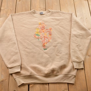 Vintage 1990s Scarecrow Fall Theme Crewneck Sweater / 90s Crewneck / Grandma Sweater / Streetwear / Made In USA / Halloween Theme
