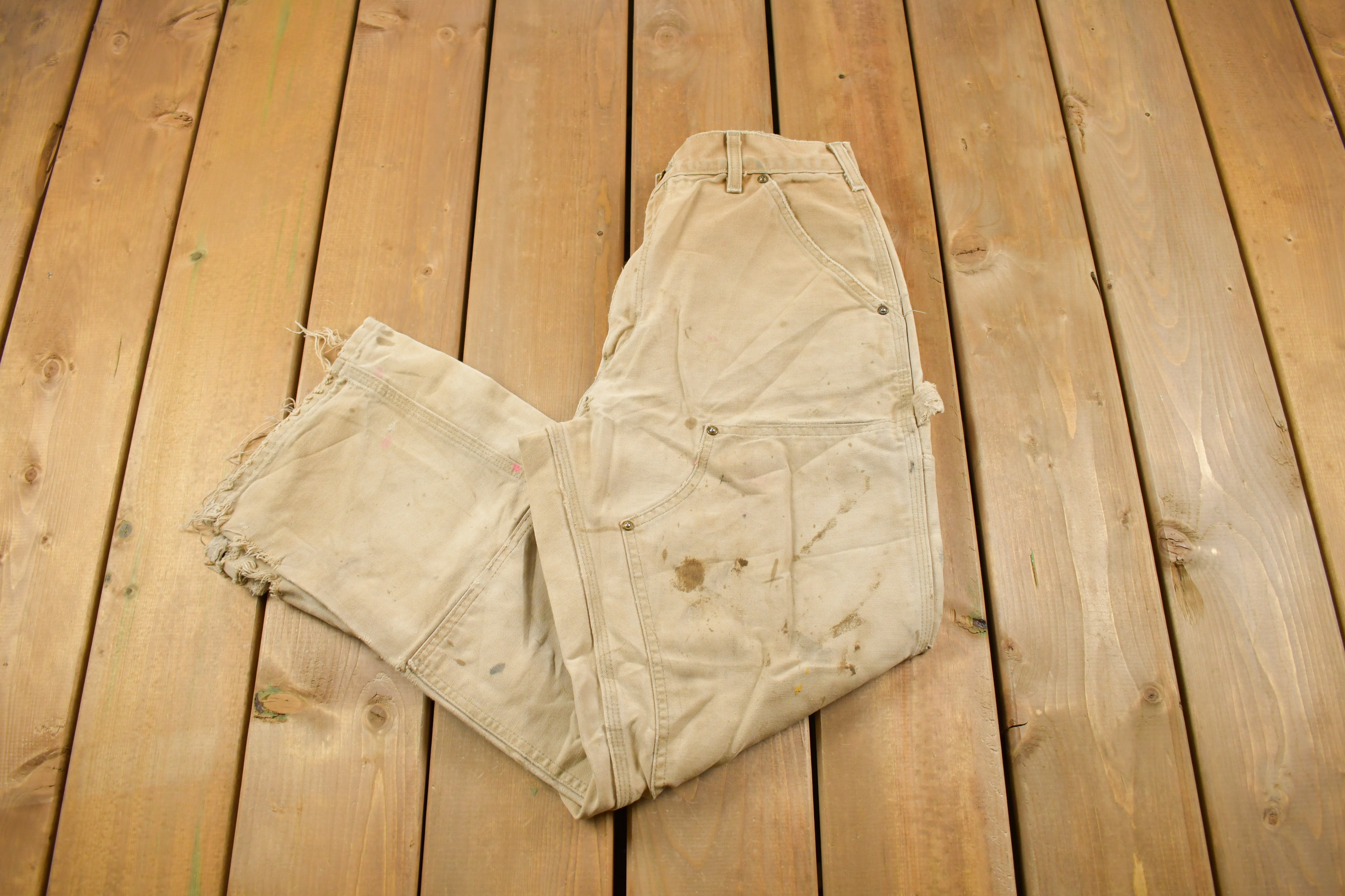 Vintage 1990s Carhartt Thrashed Double Knee Work Pants Size 30 X