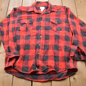 Vintage 1980s Melton Plaid Button Up Shirt / 1980s Button Up / Vintage Flannel / Plaid Flannel / Casual Shirt / Formal Shirt / Made In USA