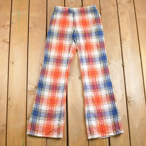 Vintage 1970s Flared Plaid Pants Size 28 x 30.5 / Flared Trousers / 70s Flares / Streetwear / Made In USA / True Vintage Flares