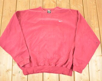 Vintage 1990s Nike Embroidered Mini Swoosh Sweatshirt Mens XL / 90s Nike Sweater / Athletic Streetwear
