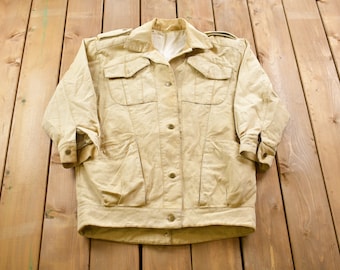 【90's HILL&ARCHER suede jacket 40 size】 Vintage Hill & Archer Suede Leather Brown Bomber Jacket Men