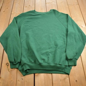 Vintage 1990s Blank Green Riders Crewneck Sweatshirt Made In USA