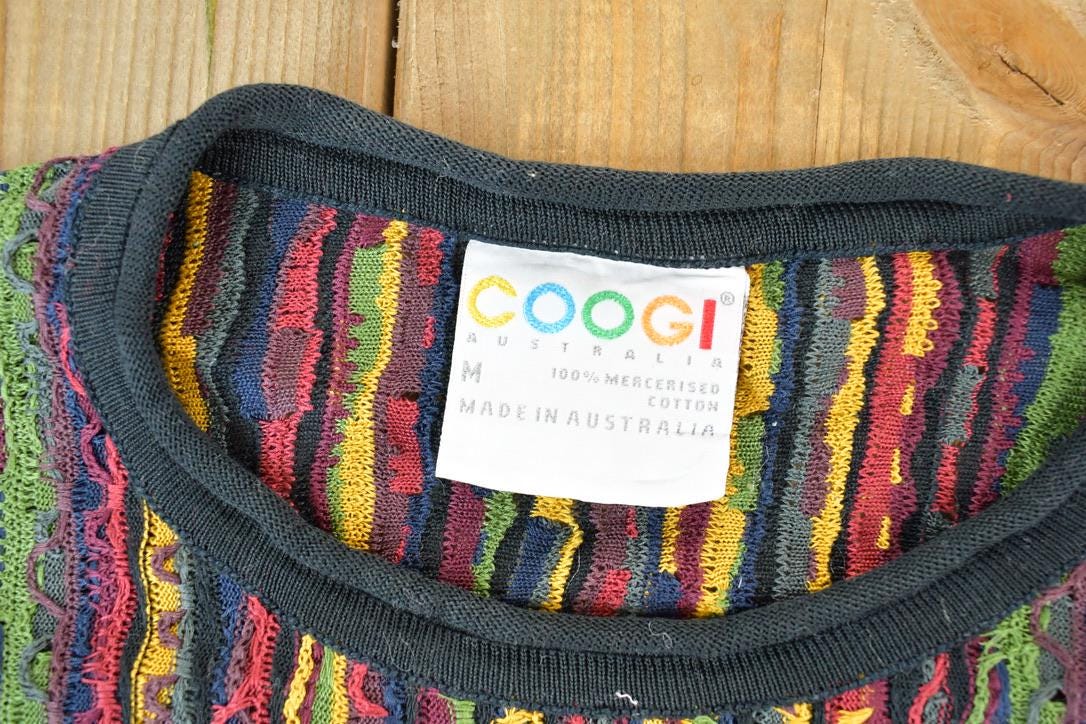 Vintage 1990s Coogi Made in Australia 3D Knit 100% Cotton Abstract