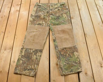 Pantalones de caza vintage de los años 90 con doble rodilla y estampado de camuflaje Realtree para hombre, talla 34 x 31.5 / Camuflaje de caza de los 90 / Aire libre / Ropa urbana