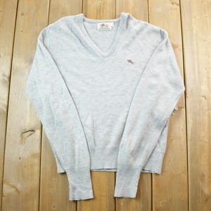 Vintage 1970s Steeple Chase Knit V- Neck Sweater / 70s Crewneck / Made In USA / Preppy Sweater / 70&#39;s Sweater / 70&#39;s V- Neck