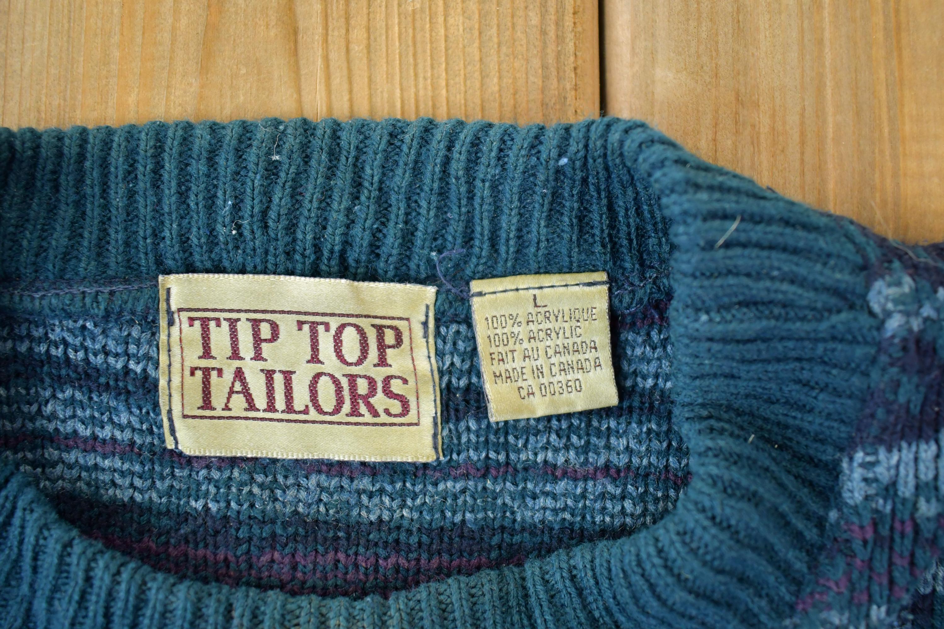 Vintage 1990s Tip Top Tailors Knit Crewneck Sweater / 90s Crewneck 