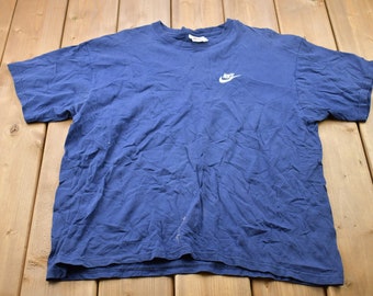 Vintage 1990s Nike Swoosh Embroidered Graphic T-Shirt / 90s / Streetwear / Vintage Athleisure / Brand and  Logo / 90's Nike / Made In USA