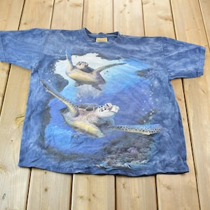 Vintage 1990s Turtle Ocean Theme The Mountain Single Stitch Graphic / Nature Tee
