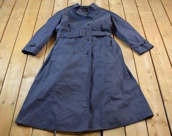 Vintage 1980s United States Air Force Navy Blue Trench Coat / Heavy Trench / Full Length Jacket / Streetwear / Removable Liner / Defender