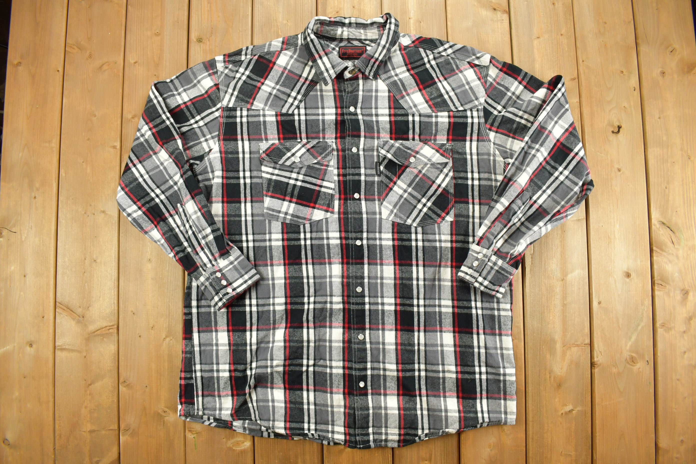 FIVE BROTHER / 90's ～ flannel shirts Vintage 1990s Five Brother Plaid Button up Shirt / 1990s Button up