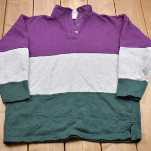 Vintage 1990-tals SJB Sports Henley Sweatshirt / 90-tals Sweatshirt / Souvenir / Athleisure / Streetwear / 90-tals Color Block Sweatshirt / 90-tals SJB