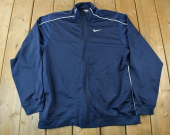 Vintage Y2K Nike Mini Logo Full Zip Sweatshirt / Vintage Nike Grey Tag / Sportswear / Mini Swoosh / Embroidered