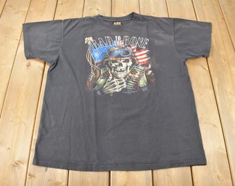 Vintage 1992 Truckers Only 3D Emblem Bad to the Bone T Shirt