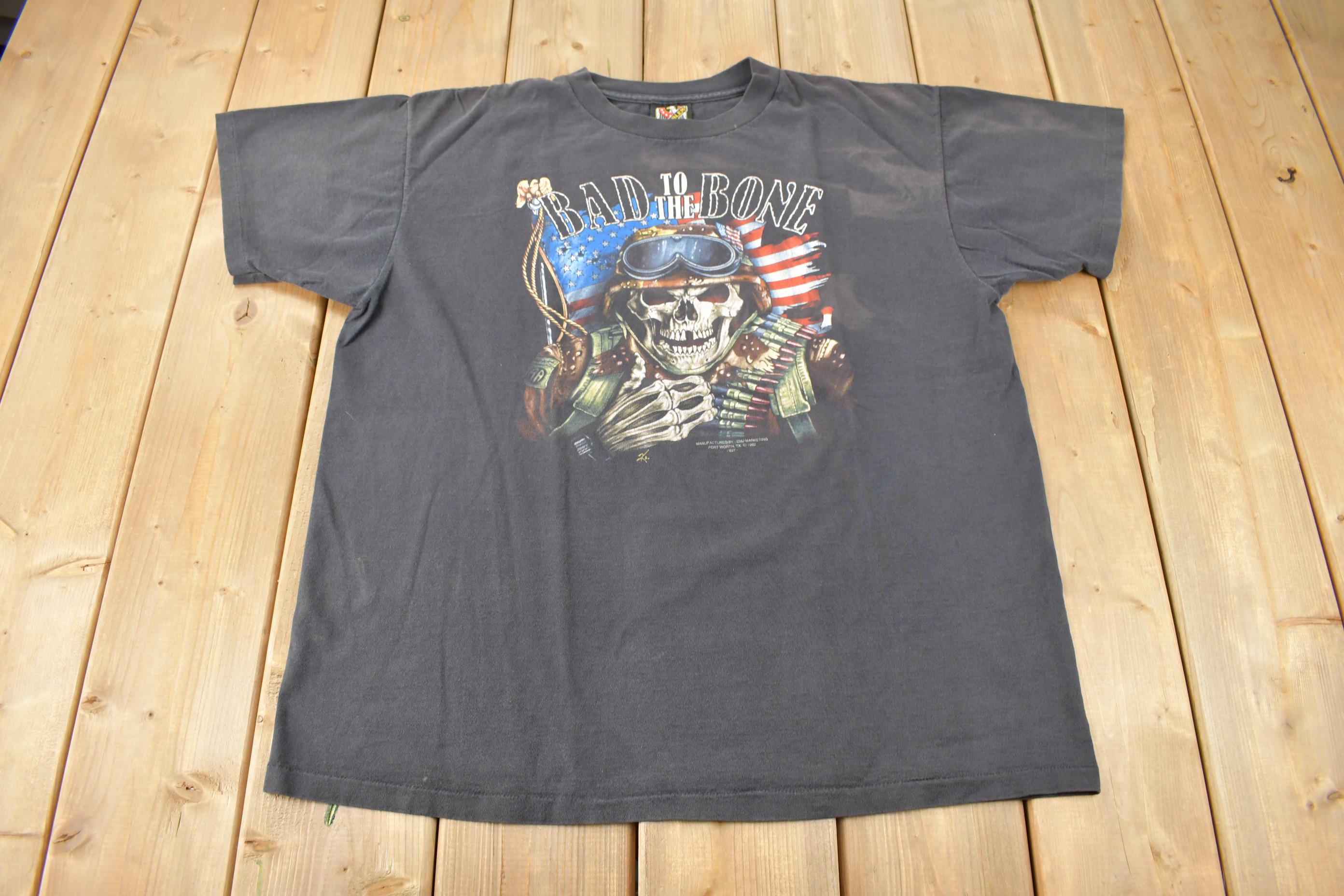 Vintage 1992 Bad to the Bone Single Stitch 3D Emblem T-shirt