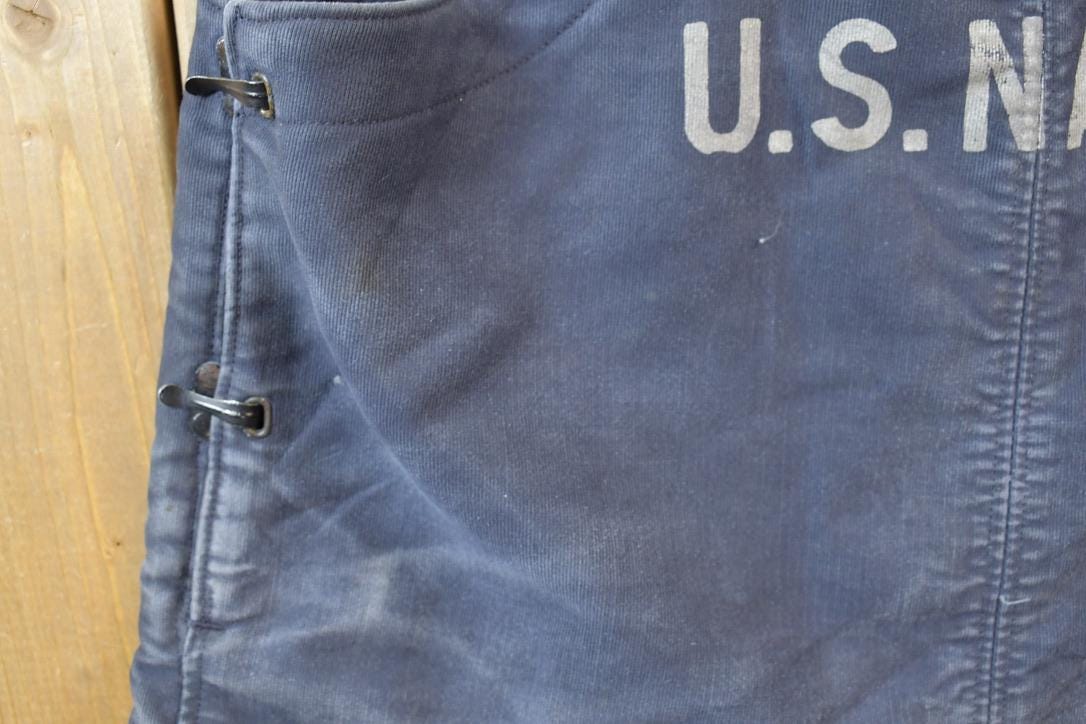Vintage 1940s N Deck Bib Overalls WWII Blue / Size X Large / Navy