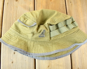Vintage 1990s Kangol Waxed Utility Bucket Hat / 90s Hat / Vintage Kangol Cap / Size XL / Green