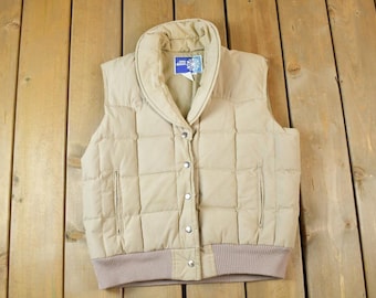 Vintage 1980s Tan Sno Down Goose Down Puffer Vest