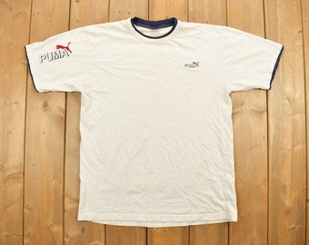 Vintage 1990s Embroidered Puma T-Shirt / 90s / Vintage Streetwear / Graphic T Shirt / Double Neck / Sportswear / Athleisure