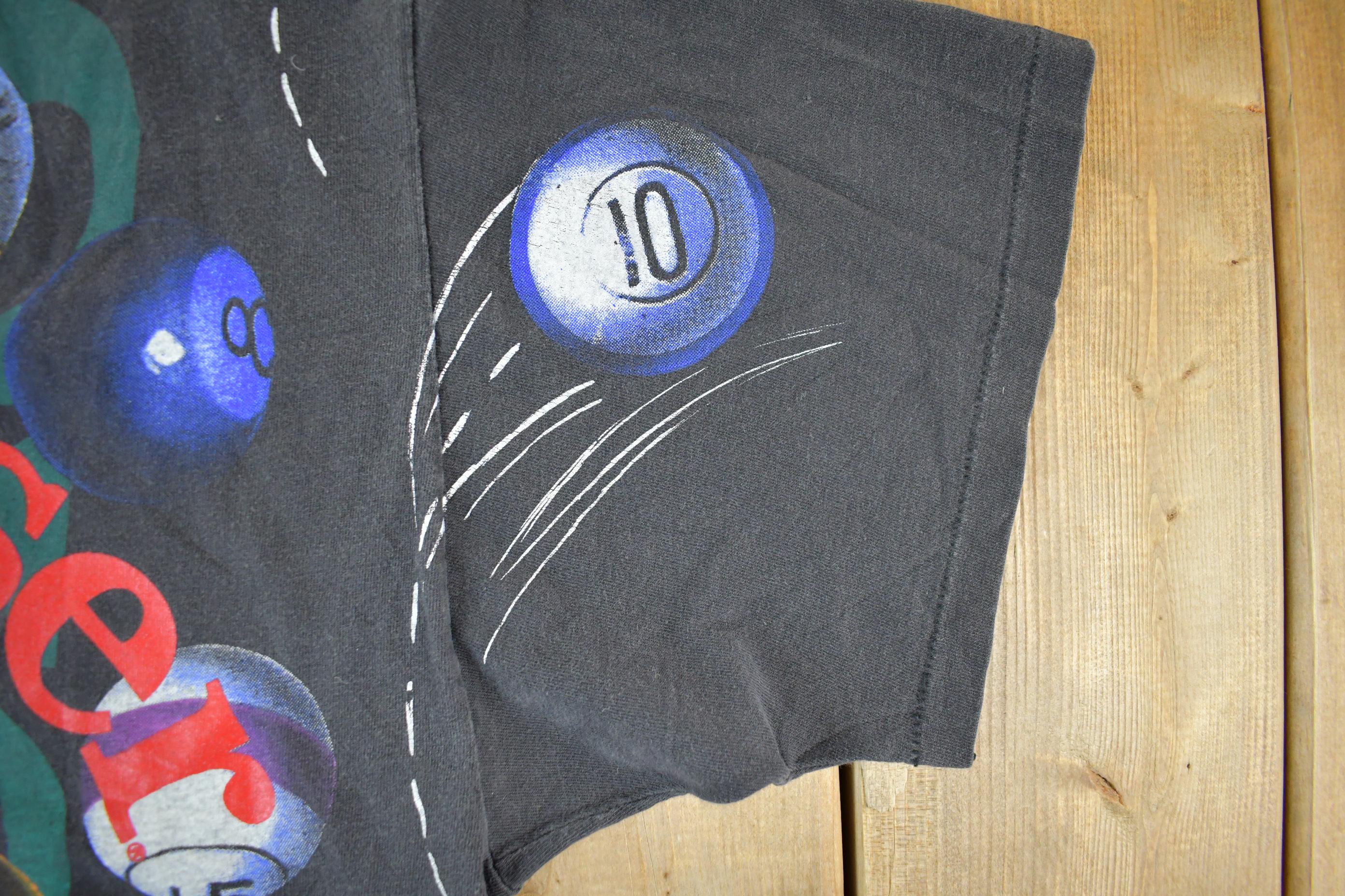 Vintage 1992 Budweiser Billiards Pool All Over Print Graphic T 