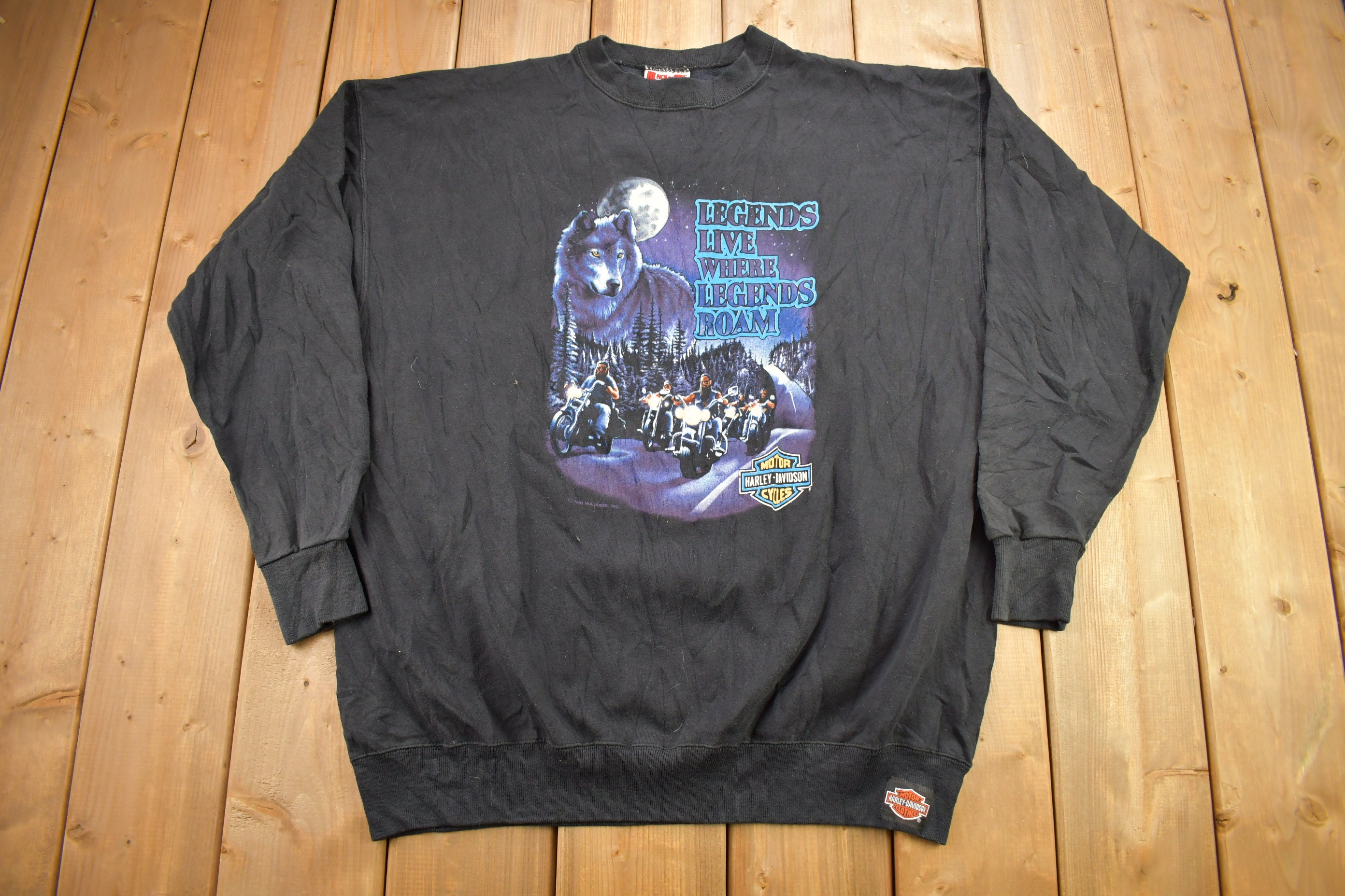 Vintage 1991 Fargo Harley Davidson North Dakota Wolf Theme 