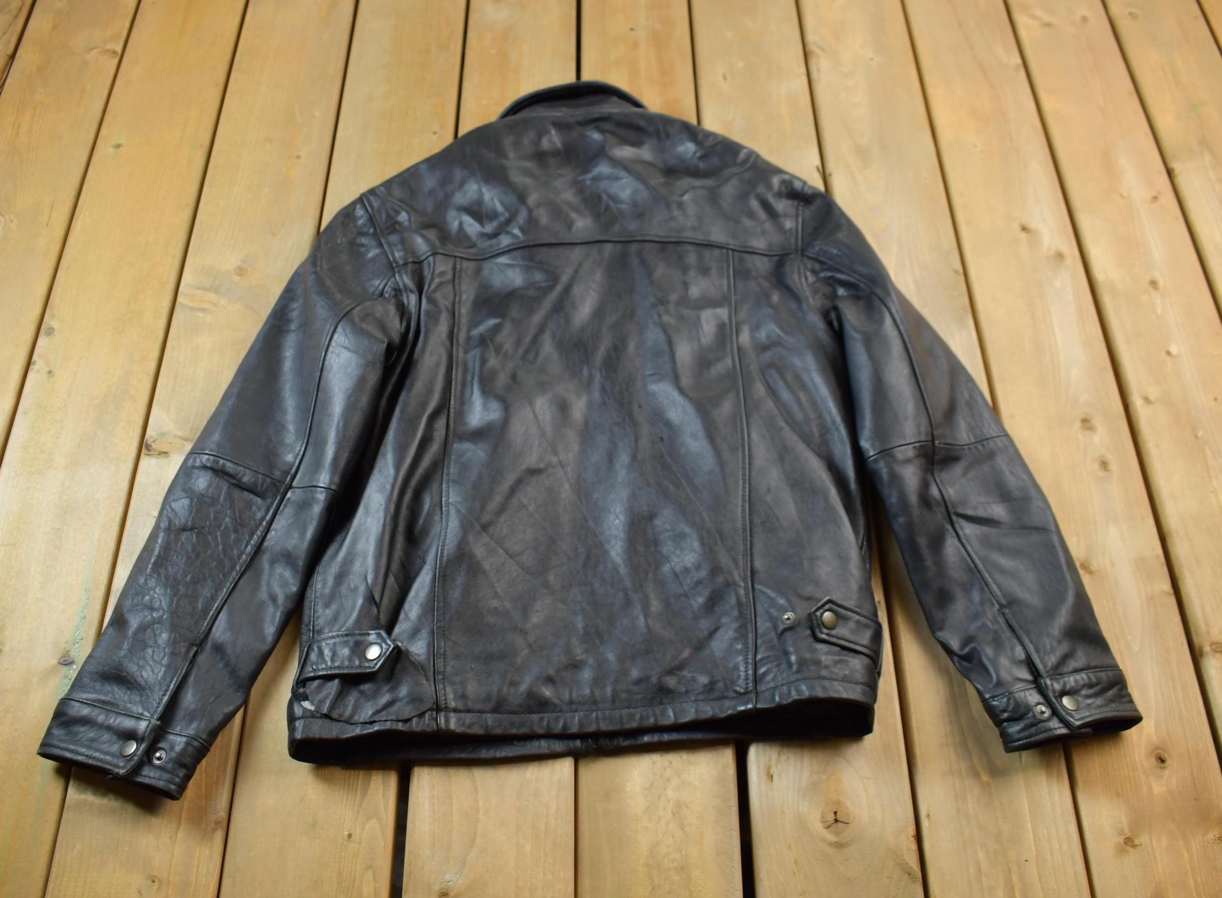 Vintage 1990s Chaps Leather Zip up Jacket / Fall Outerwear