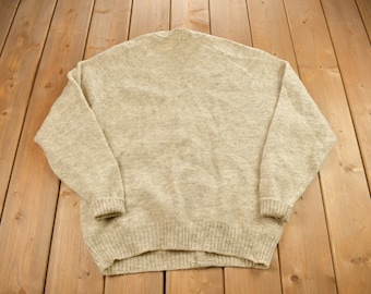 Vintage 1990s Black Sheep Knit Wool Cardigan Sweater / Vintage