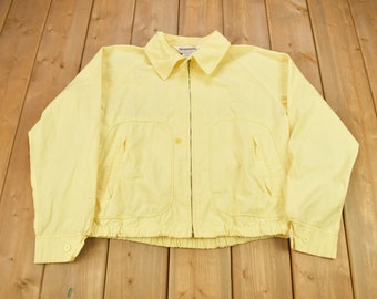 Vintage 1990s McGregor Blank Windbreaker Jacket Size Large / Streetwear / Light Jacket / Full Zip Windbreaker / Yellow jacket