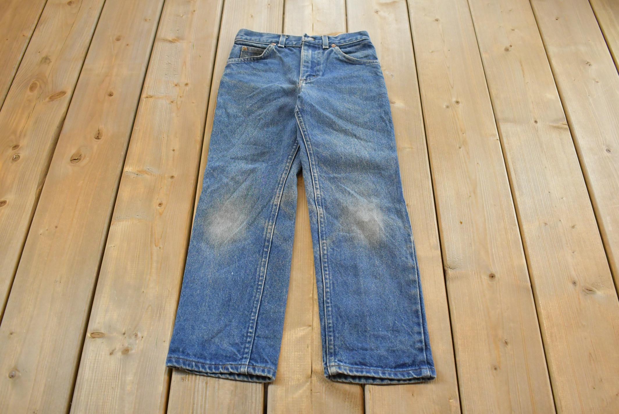 Vintage 1980s Lee Denim Jeans Youth 22 x 21 / 80s Denim / Mid Wash