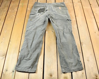 Vintage 2000s Distressed Double Knee Carhartt Work Pants Size 32 x 28 / 90s Carpenter Pants / Vintage Carhartt Workwear
