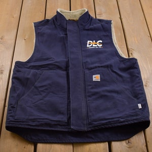Vintage 1990s Carhartt Sherpa Lined Fire Resistant Embroiderd Work Vest / Vintage Workwear / Streetwear / Outdoorsman / Duquesne Light Co